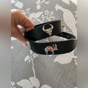 Silver Creek Black Leather Belt with Silver Western Animal Motifs
